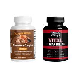 Happenstence Complex Bundle — Mushroom Complex and Vital Levels supplement bottles