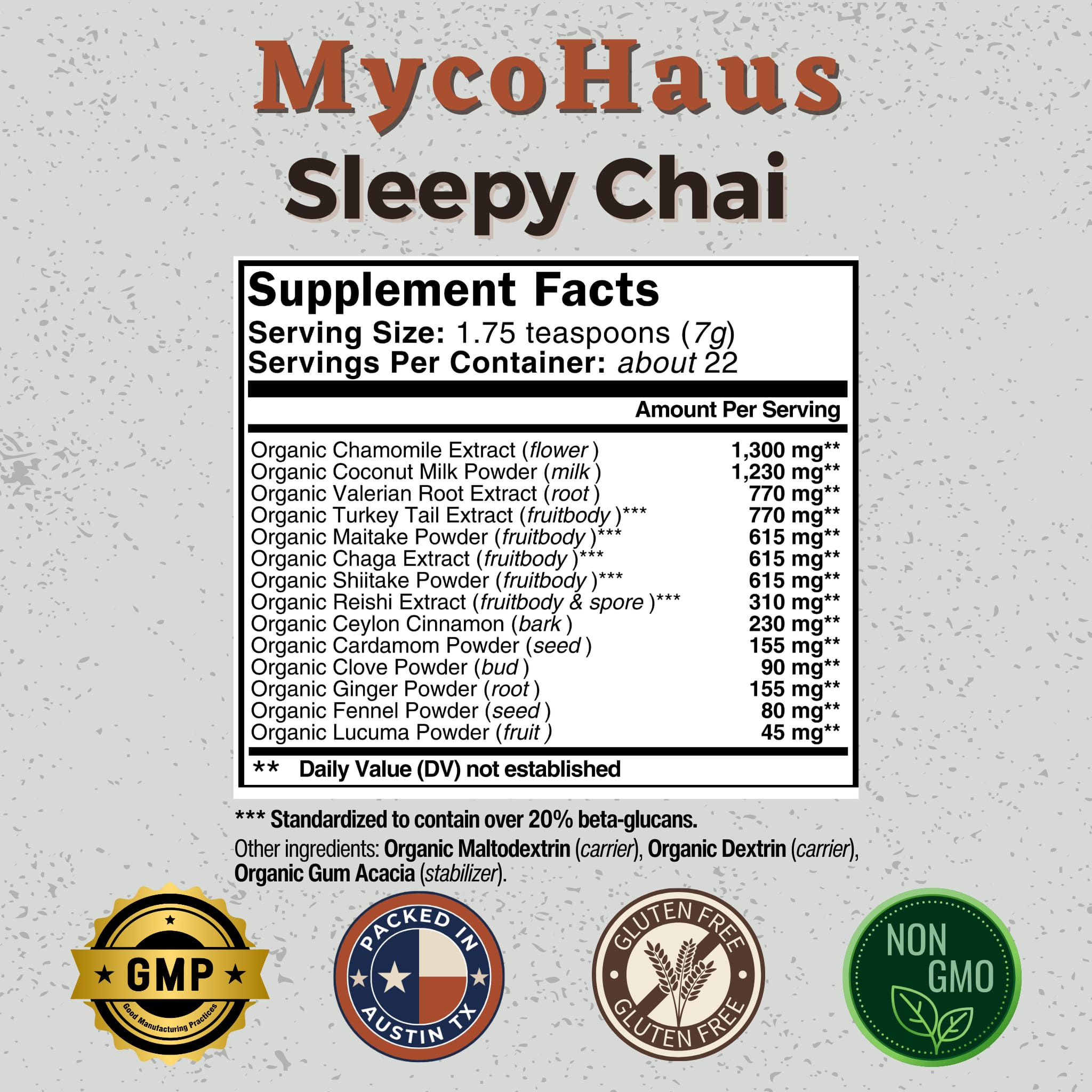 Sleepy Chai Supplement Facts