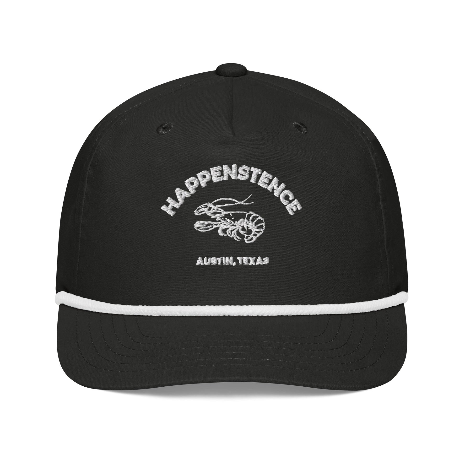 Crawfish Roper Trucker Hat – Black with White Rope